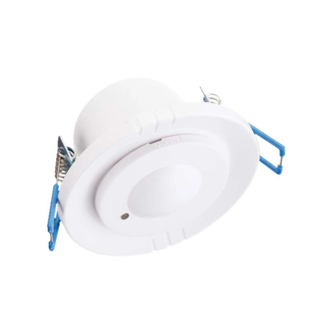 V-Tac SKU 23165 VT-80360 sensore di movimento a microonde. Capacità di rilevamento a 360 gradi, rileva movimenti in un raggio regolabile da 2 a 16 metri. A incasso. Colore bianco.