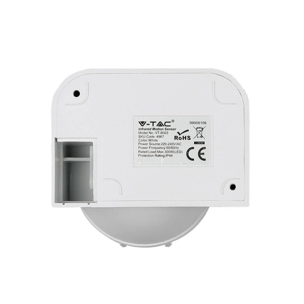 V-Tac 4967 VT-8003 sensore di movimento orientabile a infrarossi 180° colore bianco