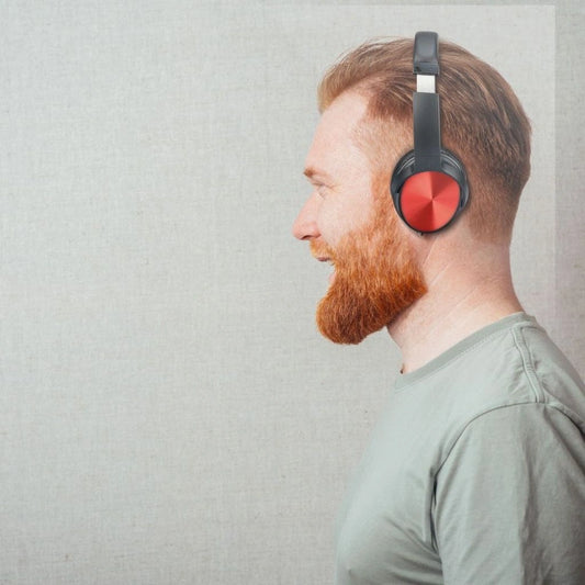 V-Tac SKU 7729 VT-6322-R cuffie senza fili. per ascoltare musica. Bluetooth. Testa rotante. Colore rosso. Con custodia. Controlla musica e media sul tuo smartphone.