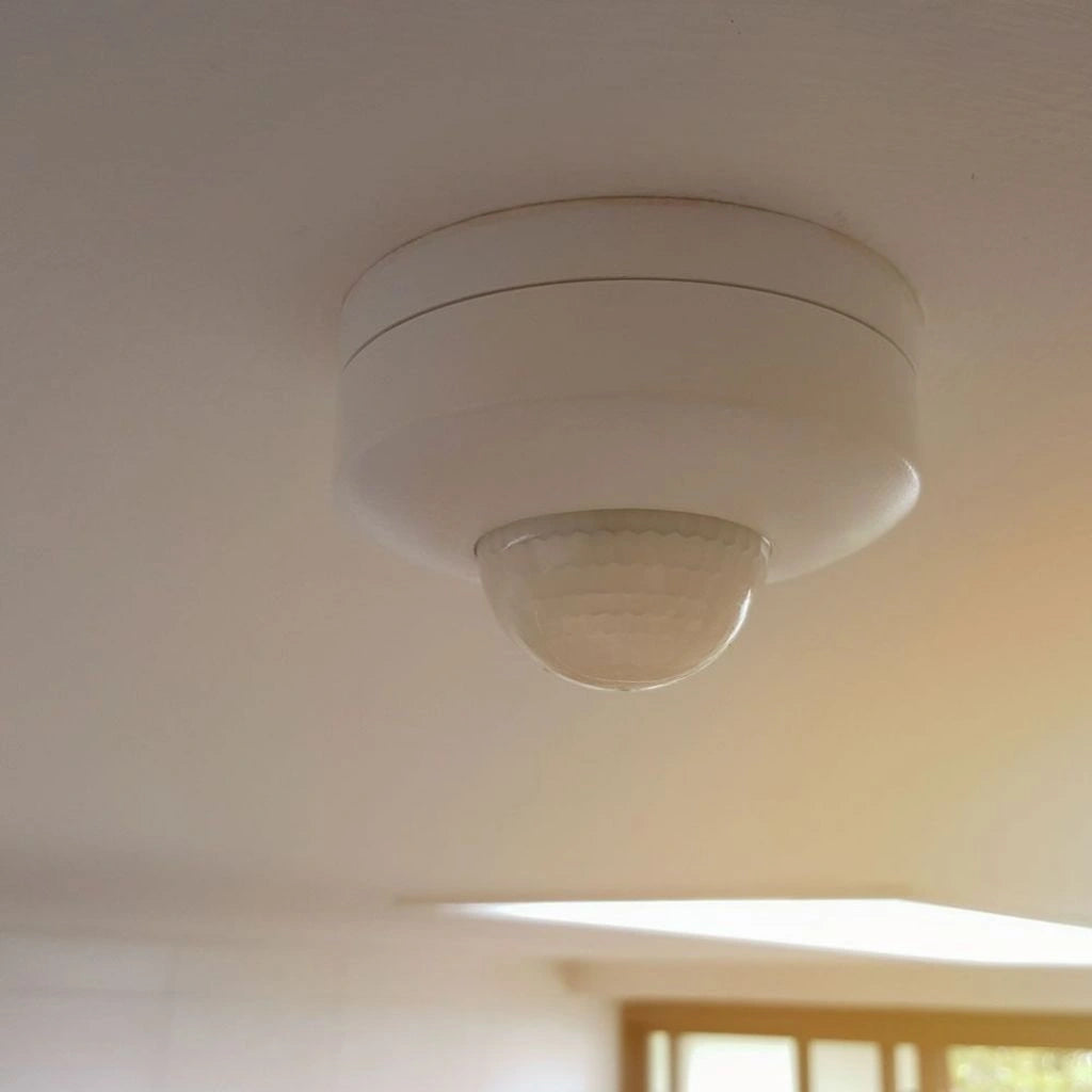 V-Tac SKU 4968 VT-8004 sensore di movimento a infrarossi. Gamma di rilevamento di 360° e distanza di rilevamento massima di 12 metri. Installazione a plafone. Colore bianco.