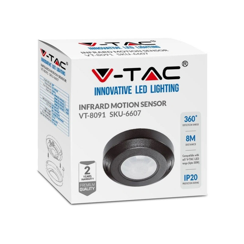 V-Tac SKU 6607 VT-8091 sensore di movimento a infrarossi distanza rilevamento 8 metri