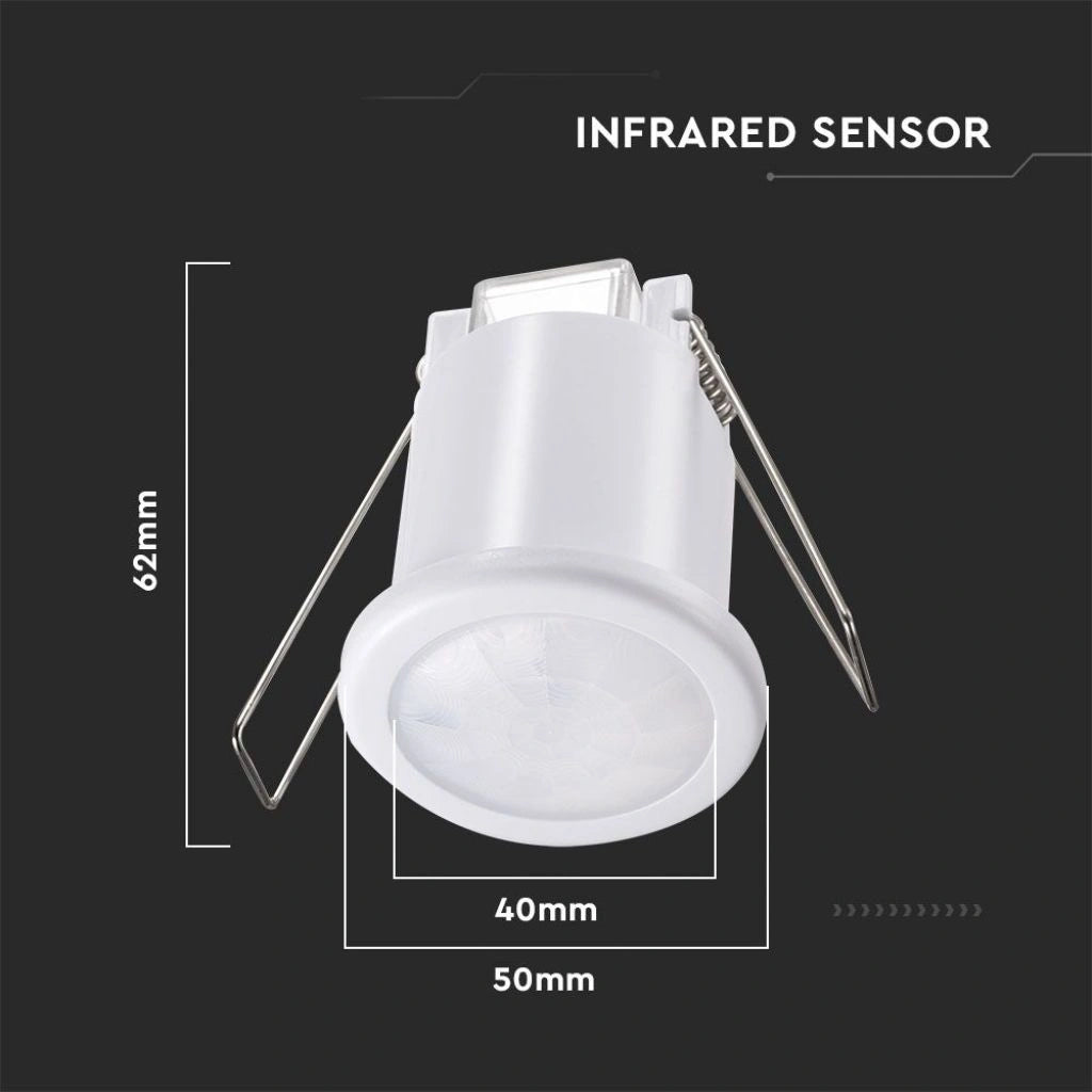 V-Tac SKU 6608 VT-8092 sensore di movimento a infrarossi a incasso colore bianco