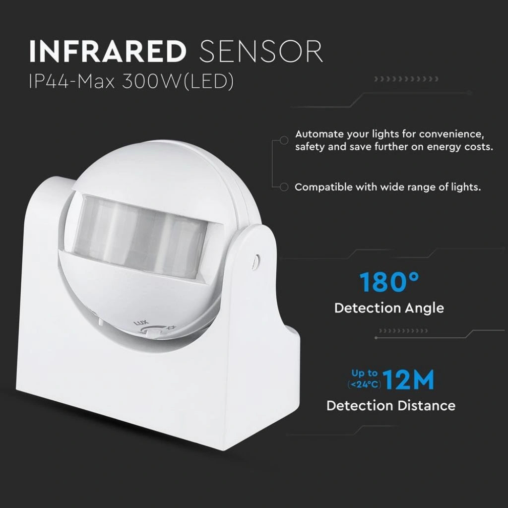 V-Tac 4967 VT-8003 sensore di movimento orientabile a infrarossi 180° colore bianco