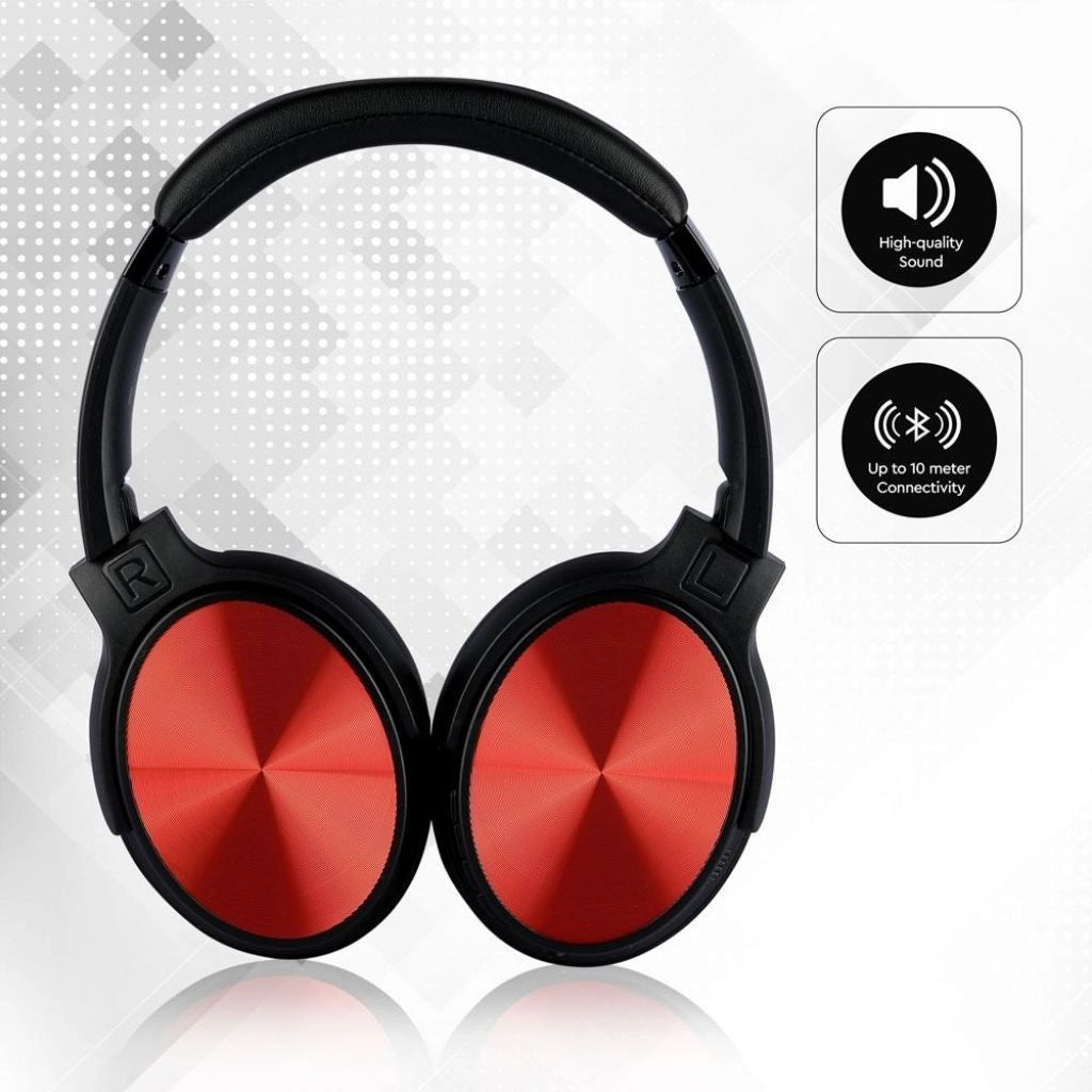 V-Tac SKU 7729 VT-6322-R cuffie senza fili. per ascoltare musica. Bluetooth. Testa rotante. Colore rosso. Con custodia. Controlla musica e media sul tuo smartphone.