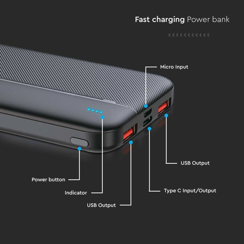 V-Tac SKU 7831 VT-10000-B power bank per smartphone e tablet. 10000 mAh. Rettangolare. Colore nero.