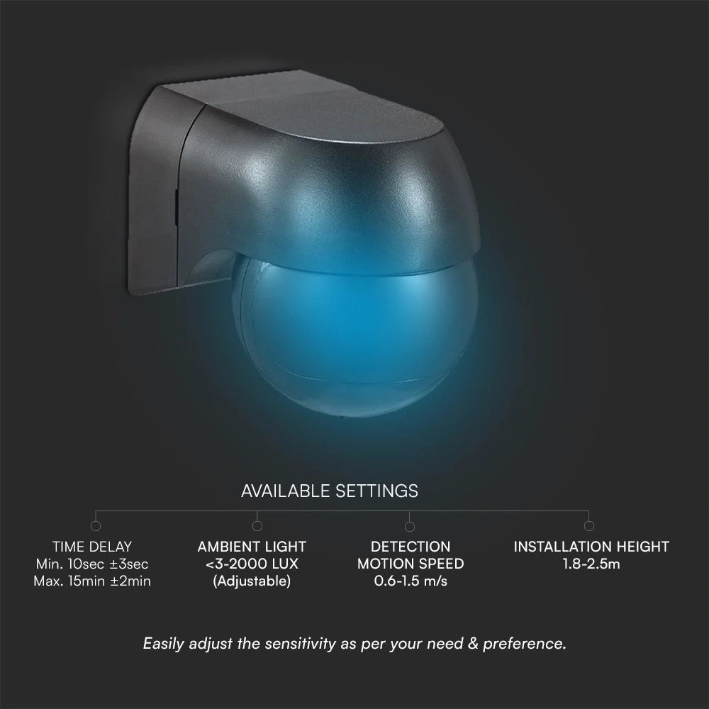 V-Tac 23678 VT-8028 sensore di movimento a infrarossi per casa, cortile, parcheggi