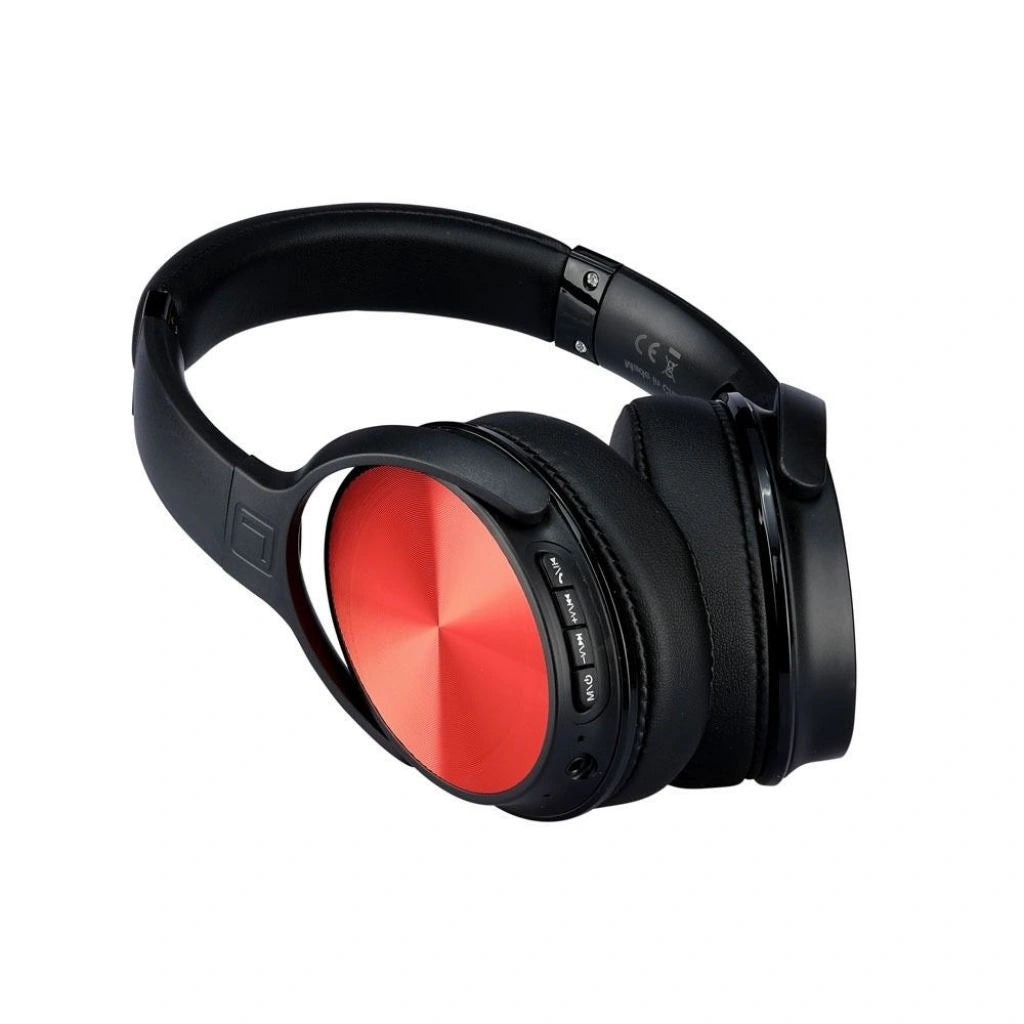 V-Tac SKU 7729 VT-6322-R cuffie senza fili. per ascoltare musica. Bluetooth. Testa rotante. Colore rosso. Con custodia. Controlla musica e media sul tuo smartphone.