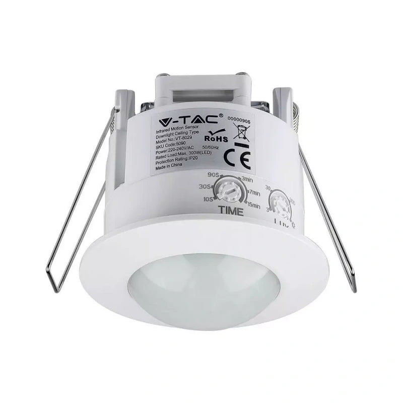 V-Tac SKU 5090 VT-8029 sensore di movimento a infrarossi a incasso colore bianco