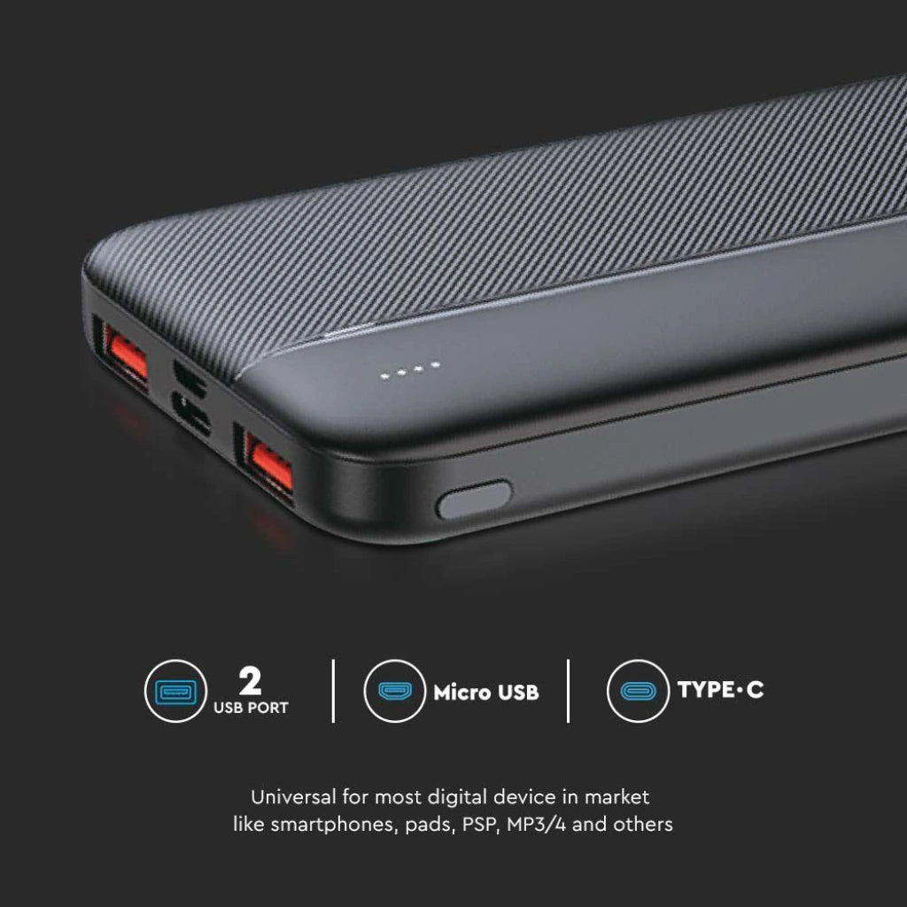 V-Tac SKU 7831 VT-10000-B power bank per smartphone e tablet. 10000 mAh. Rettangolare. Colore nero.