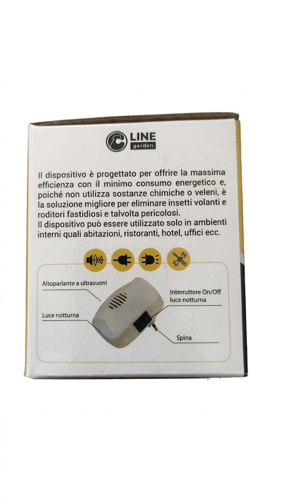 Dissuasore a ultrasuoni topi e insetti per casa copertura 60 metri quadrati