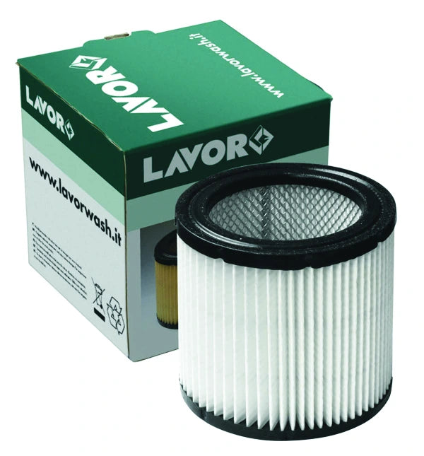 Filtro lavabile per aspiracenere. Prdotto da Lavor. Per modelli Ashley 1.0, 1.1, 1.2, 200, Mov 4W. Con rete protettiva esterna. Filtro di ricambio per bidoni aspiracenere modelli: RIU' Art. 7460171, RIU'+ Art. 7460173, ASHLEY 1.2. Art. 7460174, ASHLEY 111 Art. 7460161, ASHLEY 200, ASHLEY 310. Lavabile. Diametro: esterno mm. 135, interno mm. 110.