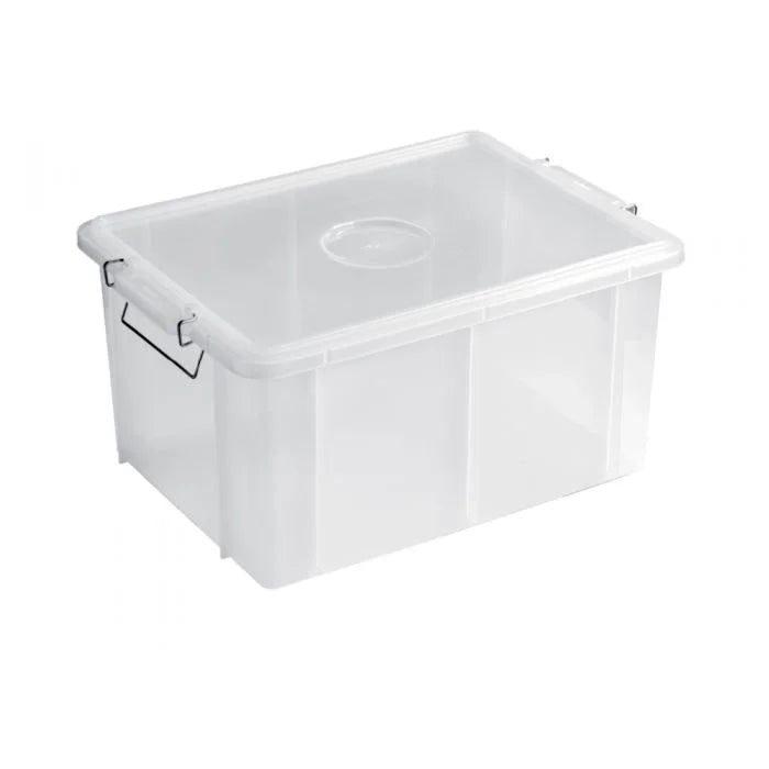 Giganplast cm 62 x 40 x h 31 1900M2 contenitore cassetta box coperchio maniglie ferro zincato bianca trasparente trasporto oggetti lievitazione preparazione impasti panetti pane pizza