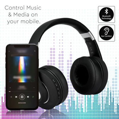 V-Tac SKU 7732 cuffie per ascoltare musica senza fili bluetooth. Con testa regolabile. Colore nero. Con custodia. Autonomia di 12 ore. Tempo di ricarica: 2/3 ore. Micro cavo USB incluso. Tasti di controllo. Porta ausiliaria. Slot per scheda SD/TF. Suono di alta qualità. Connettività fino a 10 metri. Compatibile con smartphone, tablet e altri dispositivi. Microfono integrato. Telefonate con mani libere.