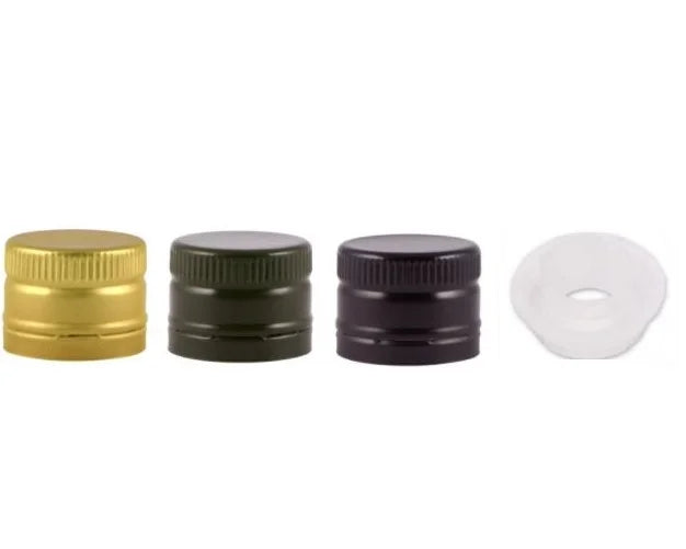 100 capsule tappi prefilettati con salvagoccia colore oro nero verde mm 31,5 x 24