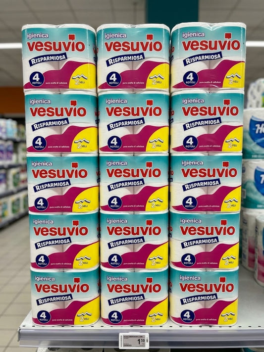 Carta igienica Vesuvio Risparmiosa 15 confezioni x 4 rotoli totale 60 rotoli