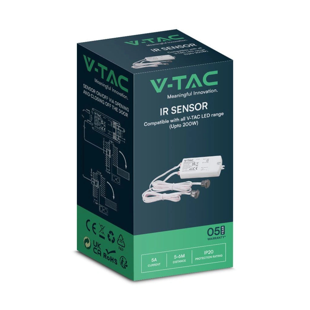 V-Tac SKU 23428 VT-81012 sensore di movimento a infrarossi. Per apertura/chiusura porte. Movimento a corto raggio (5 - 6 cm). Tipo di installazione: a superficie.