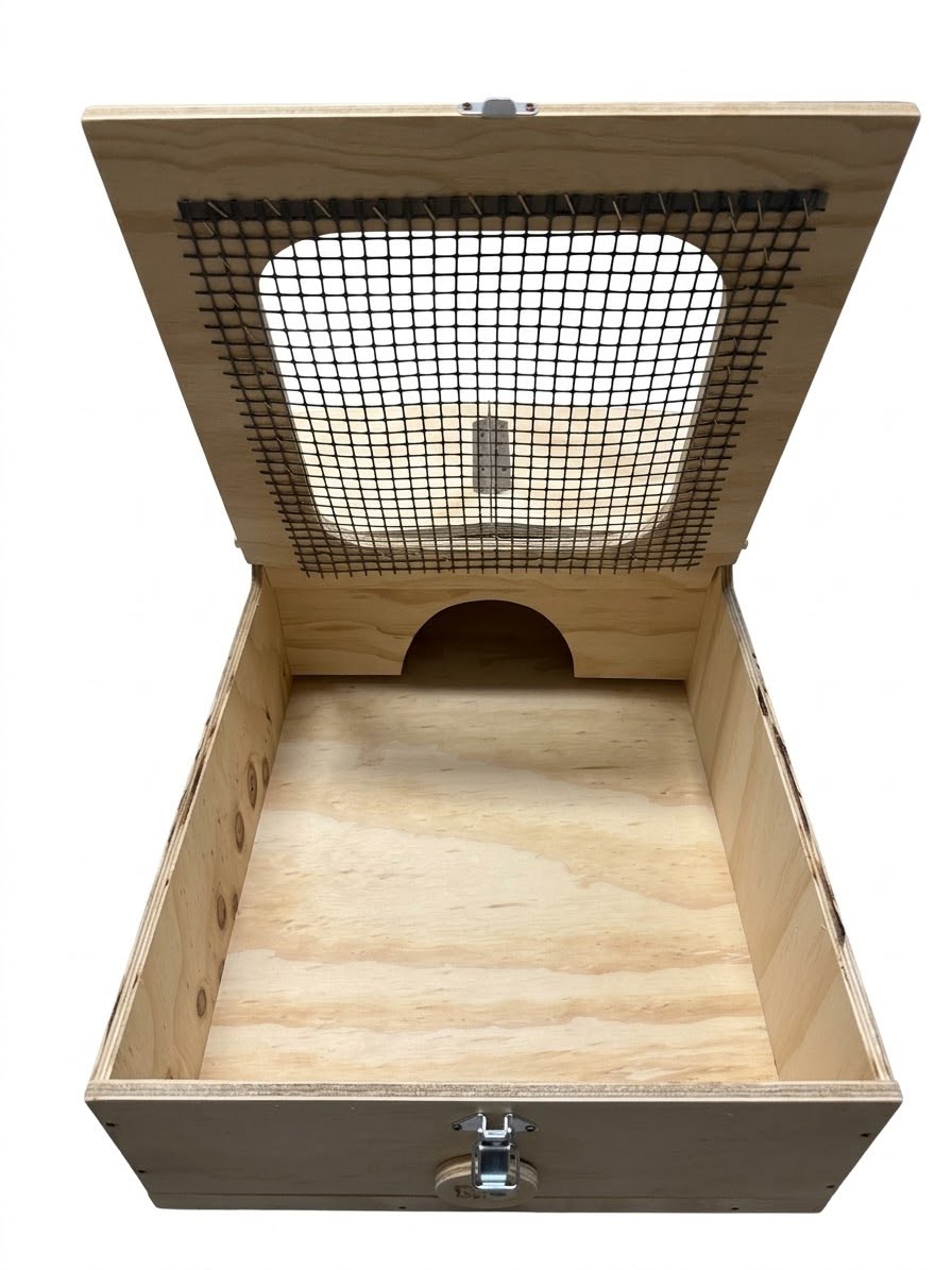 Casetta in legno per tartarughe di terra. Terrario per rettili, anfibi, serpenti. Dimensioni cm 60 x 40 x h 23