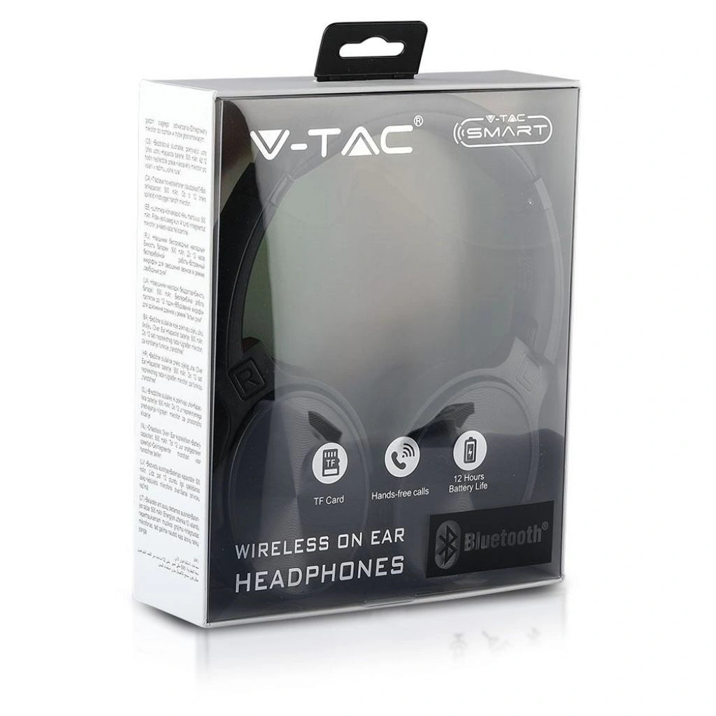 V-Tac SKU 7727 VT-6322-R cuffie senza fili per ascoltare musica. Bluetooth. Testa rotante. Colore nero.