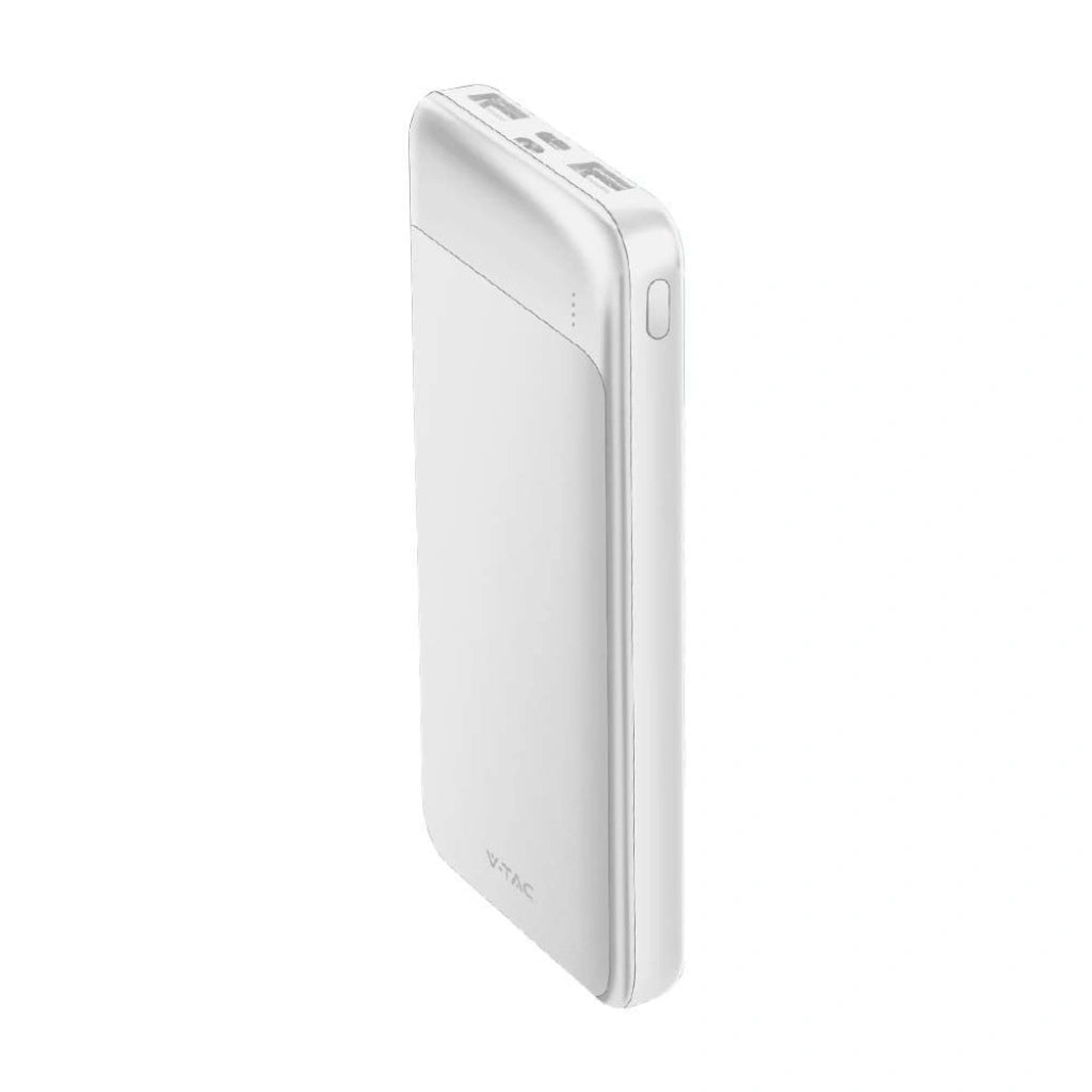 V-Tac SKU 7834 VT-10005-W power bank per smartphone. 10000 mAh. Con ricarica rapida. Ingresso/uscita Usb type C. Rettangolare. In alluminio.