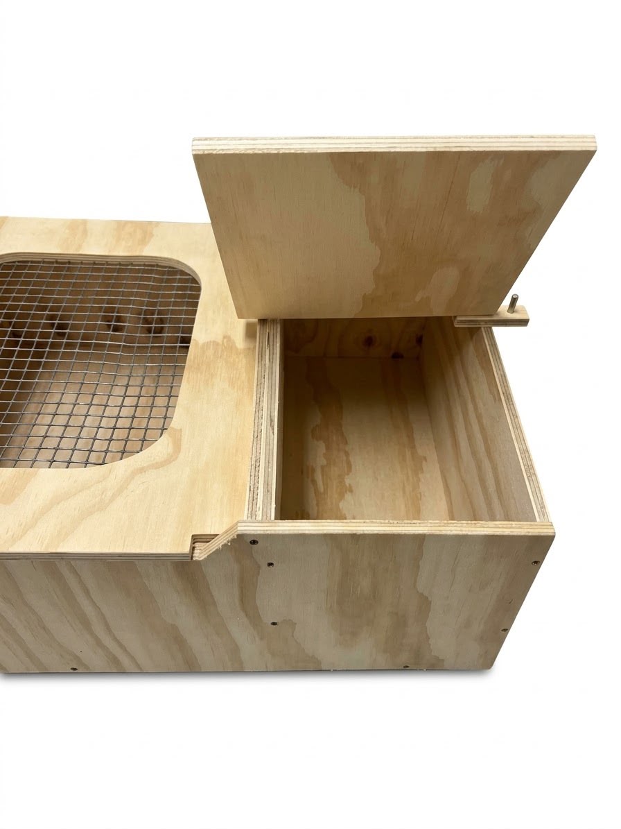 Casetta in legno per tartarughe di terra. Terrario per rettili, anfibi, serpenti. Dimensioni cm 60 x 40 x h 23