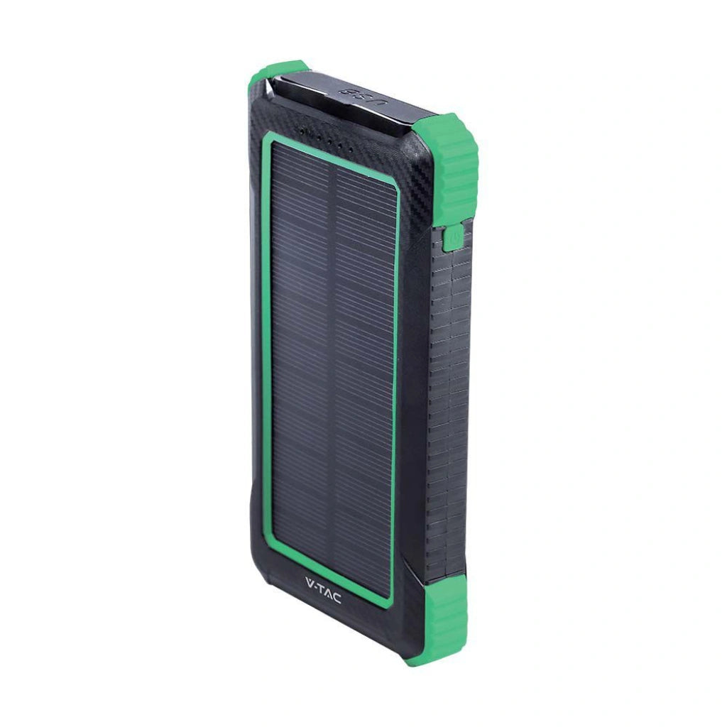 V-Tac 7835 VT-11111 power bank per smartphone e tablet. 10000 mAh. Con pannello solare. Ricarica wireless. In alluminio. Rettangolare. Colore nero.