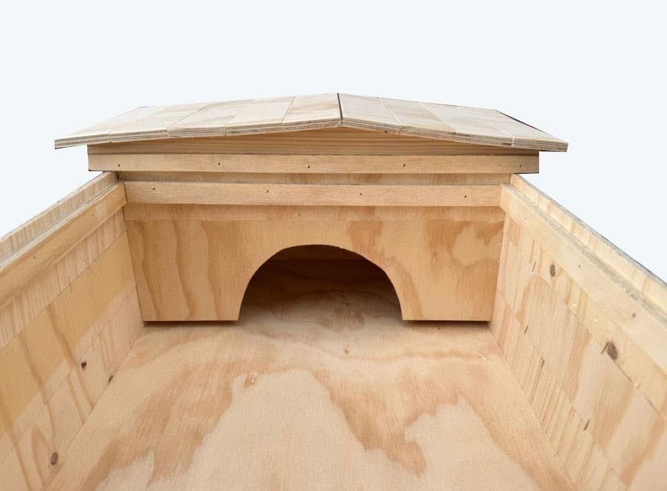 Terrario casetta per tartarughe di terra in legno con tetto spiovente cm 60 x 40 x altezza 23 cm