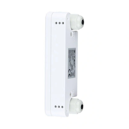 V-Tac SKU 5572 VT-8036 sensore di movimento a microonde. Capacità di rilevamento&nbsp;da 180° a 360° con una&nbsp;portata regolabile fino a 10 metri. Montaggio a plafone. Colore bianco.