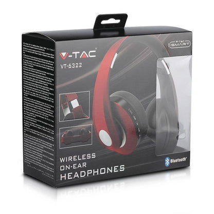 V-Tac SKU 7732 cuffie per ascoltare musica senza fili bluetooth. Con testa regolabile. Colore marrone. Con custodia. Autonomia di 12 ore. Tempo di ricarica: 2/3 ore. Micro cavo USB incluso. Tasti di controllo. Porta ausiliaria. Slot per scheda SD/TF. Suono di alta qualità. Connettività fino a 10 metri. Compatibile con smartphone, tablet e altri dispositivi. Microfono integrato. Telefonate con mani libere.