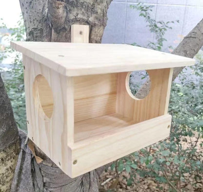 Casetta mangiatoia in legno per scoiattoli uccelli a parete cm 30 x 20 x h 20