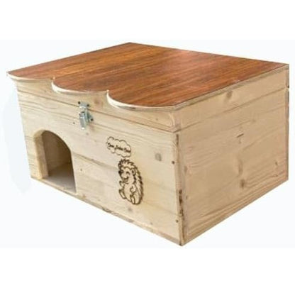 Casetta in legno per ricci e roditori. Dimensioni: cm 50 x 38 x h 28. Tana per letargo invernale. Con tetto apribile. In legno di abete. Casa per porcospini
