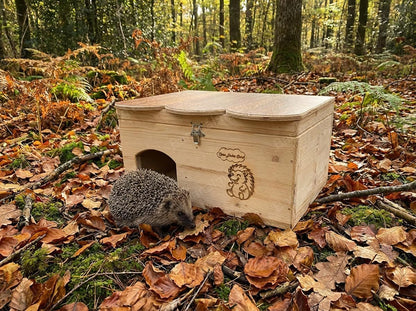 Casetta in legno per ricci e roditori. Dimensioni: cm 50 x 38 x h 28. Tana per letargo invernale. Con tetto apribile. In legno di abete. Casa per porcospini