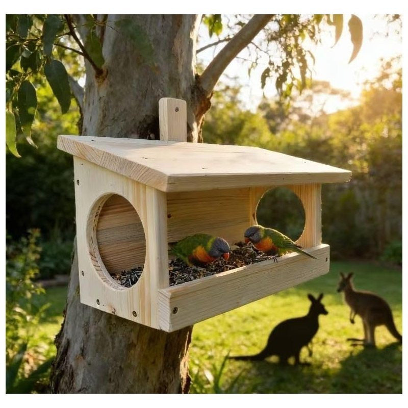 Casetta mangiatoia in legno naturale per uccelli scoiattoli cm 30 x 20 x h cm 20