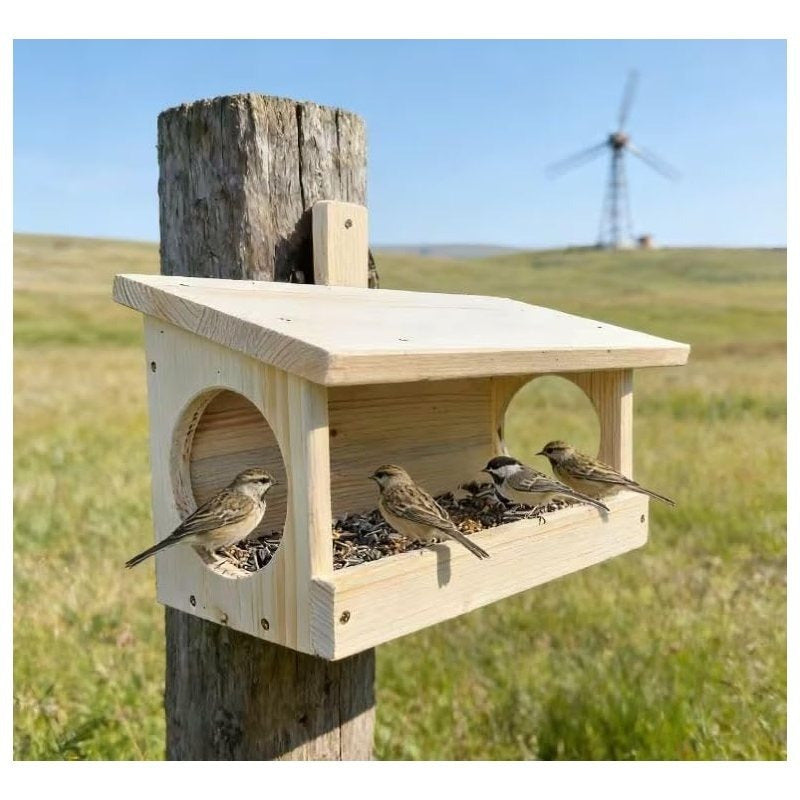 Casetta mangiatoia in legno naturale per uccelli scoiattoli cm 30 x 20 x h cm 20