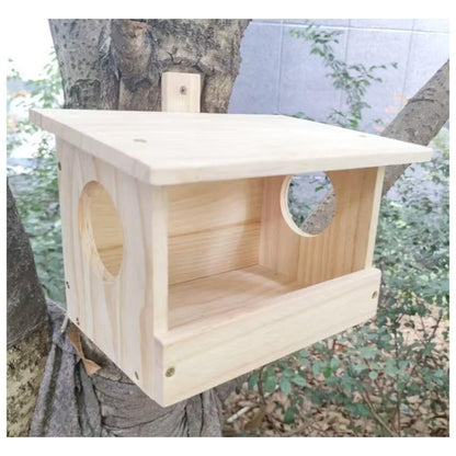 Casetta mangiatoia in legno naturale per uccelli scoiattoli cm 30 x 20 x h cm 20