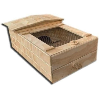 Terrario casetta per tartarughe di terra in legno con tetto spiovente cm 60 x 40 x altezza 23 cm