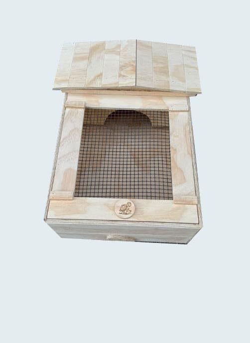 Terrario casetta per tartarughe di terra in legno con tetto spiovente cm 60 x 40 x altezza 23 cm