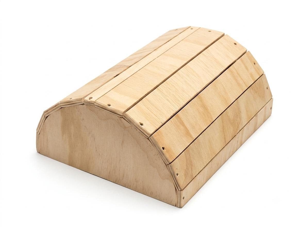 Casetta terrario per tartarughe di terra, anfibi, serpenti, rettili. In legno, di colore legno chiaro. Senza pavimento, a forma di cupola