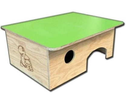 Terrario casetta in legno per tartarughe di terra. Senza fondo. Dimensioni: cm 40 x 30 x altezza cm 19