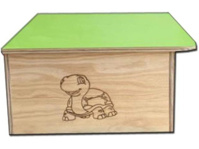 Terrario casetta in legno per tartarughe di terra. Senza fondo. Dimensioni: cm 40 x 30 x altezza cm 19