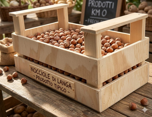 Cassetta in legno contenitore box trasportino porta oggetti per castagne nocciole cm 22 x 40 x h 21