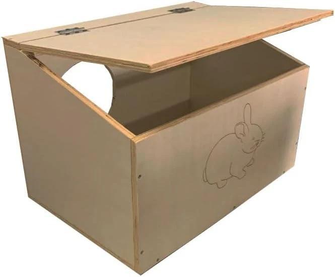 Nido casetta in legno per conigli esterno per gabbie con tetto apribile cm 30 x 45 x h 30. Rifugio sicuro e naturale per il parto e l'allevamento