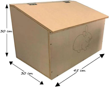 Nido casetta in legno per conigli esterno per gabbie con tetto apribile cm 30 x 45 x h 30. Rifugio sicuro e naturale per il parto e l'allevamento