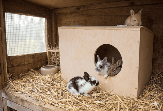 Nido casetta in legno per conigli esterno per gabbie con tetto apribile cm 30 x 45 x h 30. Rifugio sicuro e naturale per il parto e l'allevamento
