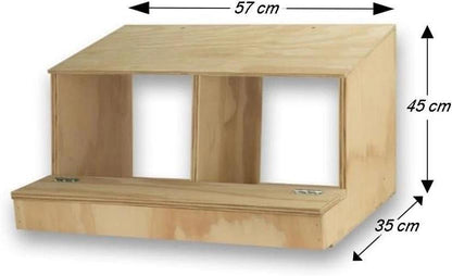 Nido in legno per galline ovaiole doppio covatrice sala parto posatoio esterno cm 57 x 35 x h 45