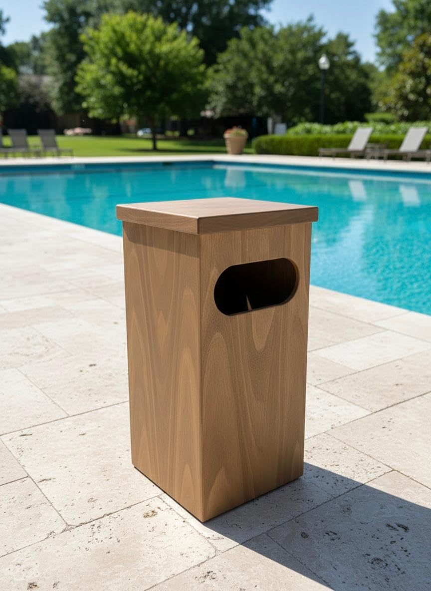 Pattumiera in legno. Con coperchio. Capacità 21 litri cm 40 x 40 x h 80