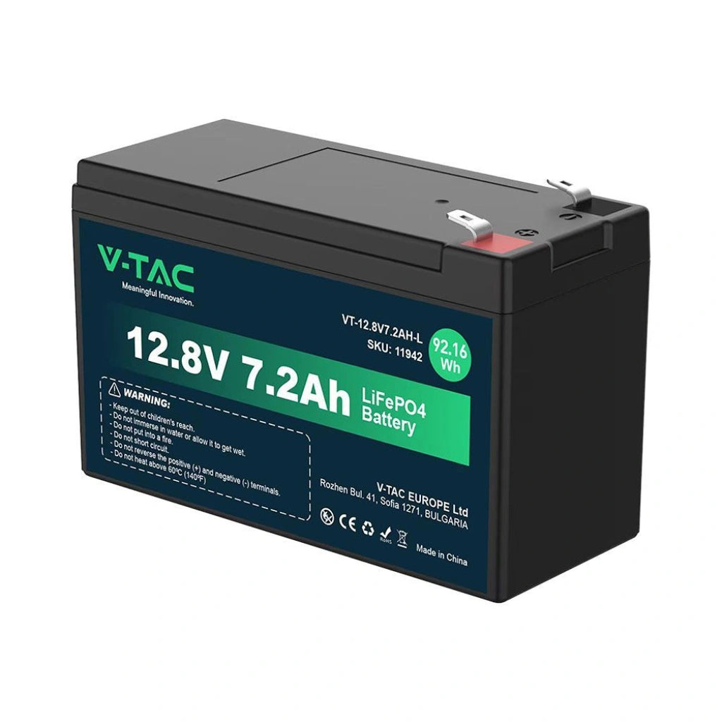 V-Tac batteria al litio 12.8 V 7.2 Ah per allarmi videosorveglianza