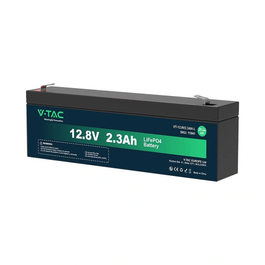 V-TAC batteria al litio. 12.8 V e 2.3 Ah per allarmi e videosorveglianza