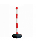 Colonnina (paletto) bicolore bianco / rosso per segnaletica e delimitazione con base ottagonale in plastica riempibile con acqua o sabbia. Altezza cm 90.
