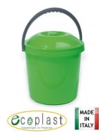 Ecoplast pattumiera tonda con coperchio e manico colore verde 15 litri