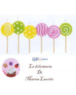 GP&me candeline lollypop per torte e dolci set 6 pezzi